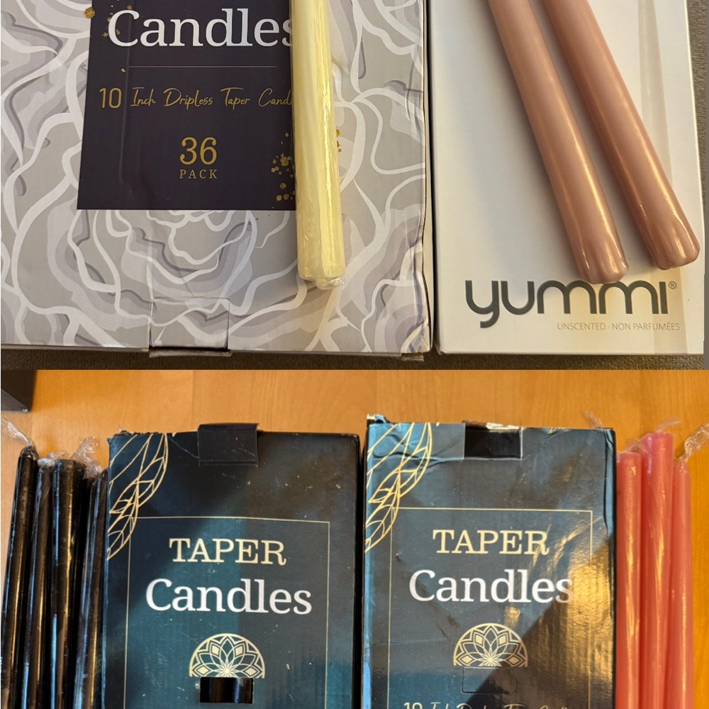 Taper Candles - Ivory, Black, Desert Rose, Pink